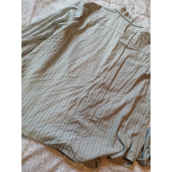 LRL Lauren Jeans Co. light blue striped button down sz 1x double pockets - Picture 6 of 8